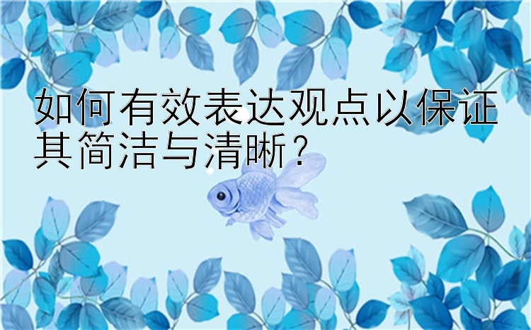 如何有效表达观点以保证其简洁与清晰？