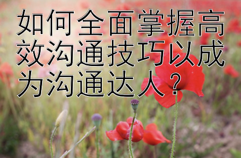 如何全面掌握高效沟通技巧以成为沟通达人？