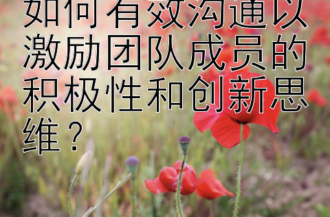 如何有效沟通以激励团队成员的积极性和创新思维？