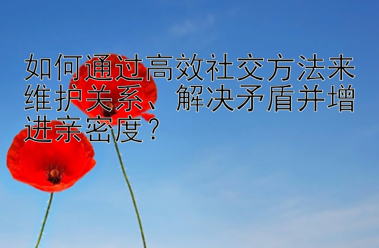 如何通过高效社交方法来维护关系、解决矛盾并增进亲密度？