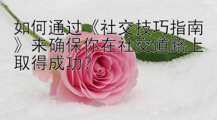 如何通过《社交技巧指南》来确保你在社交道路上取得成功？